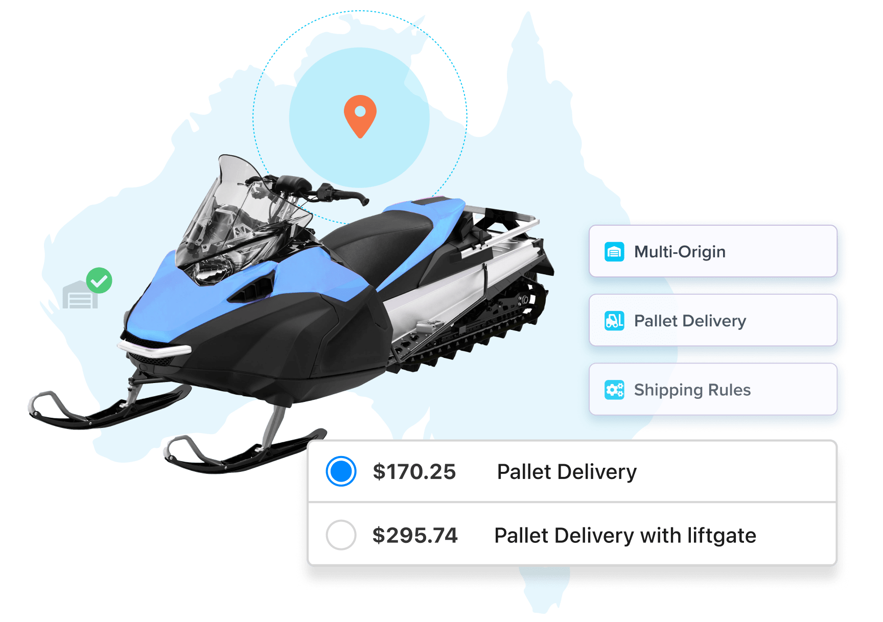 ShipperHQ checkout options shipping a Snowmobile