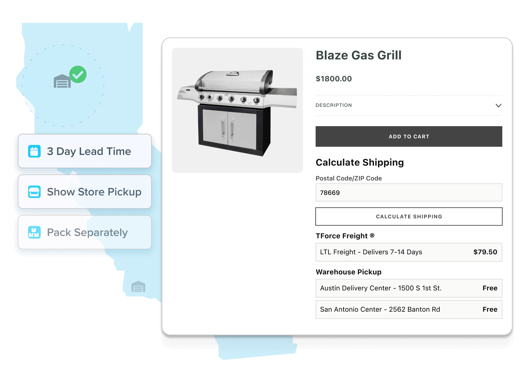 Product Page Shipping Calculator