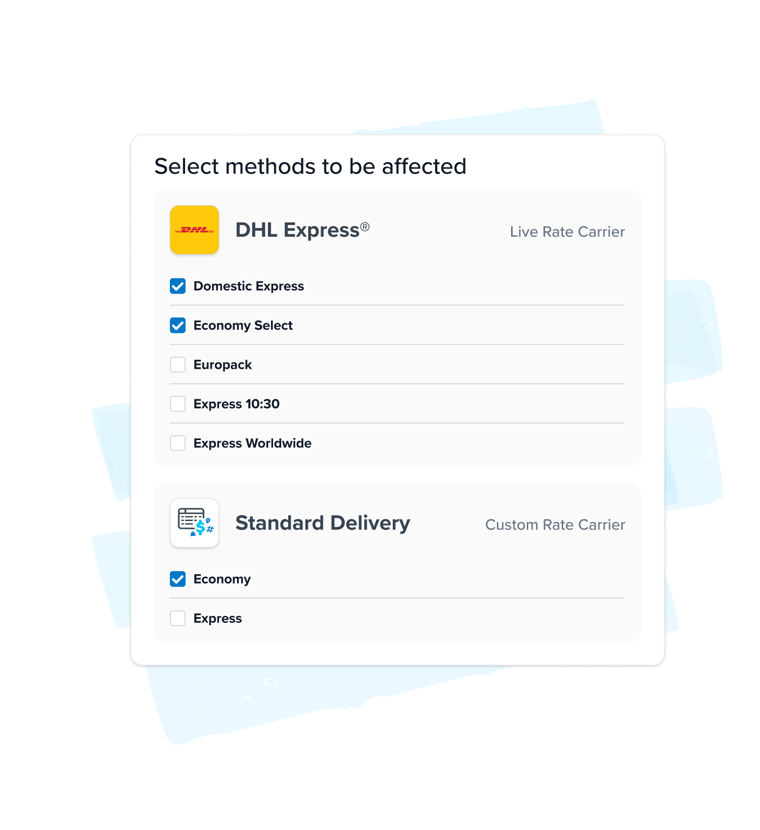 Select carriers and methods