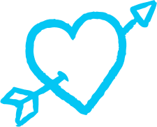 A blue heart with an arrow through it